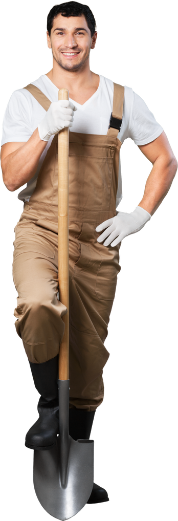 Happy Young Gardener in Dungarees Isolated